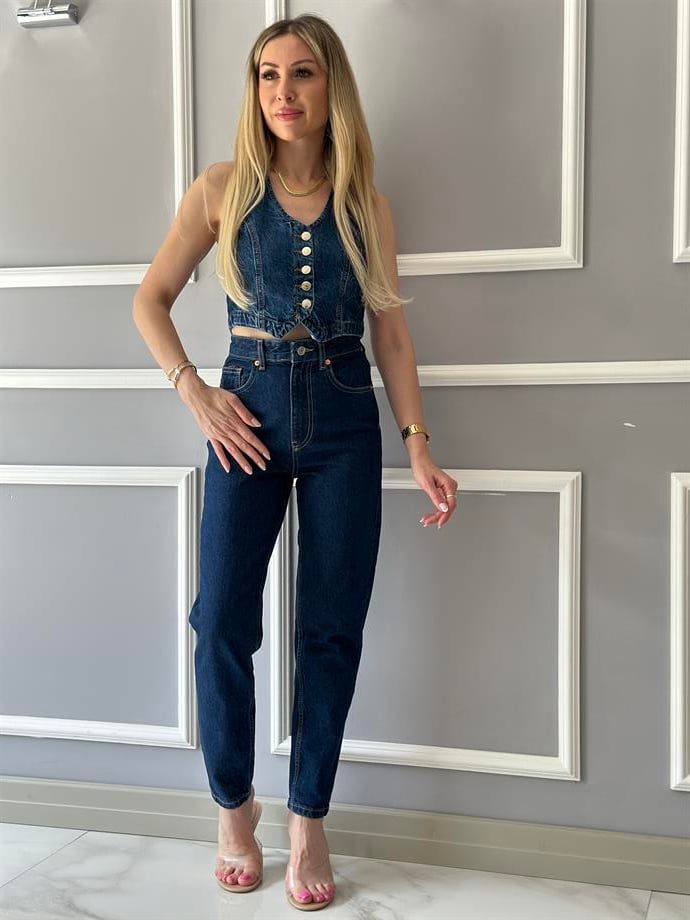 Jeans Mom Kalıp Lacivert