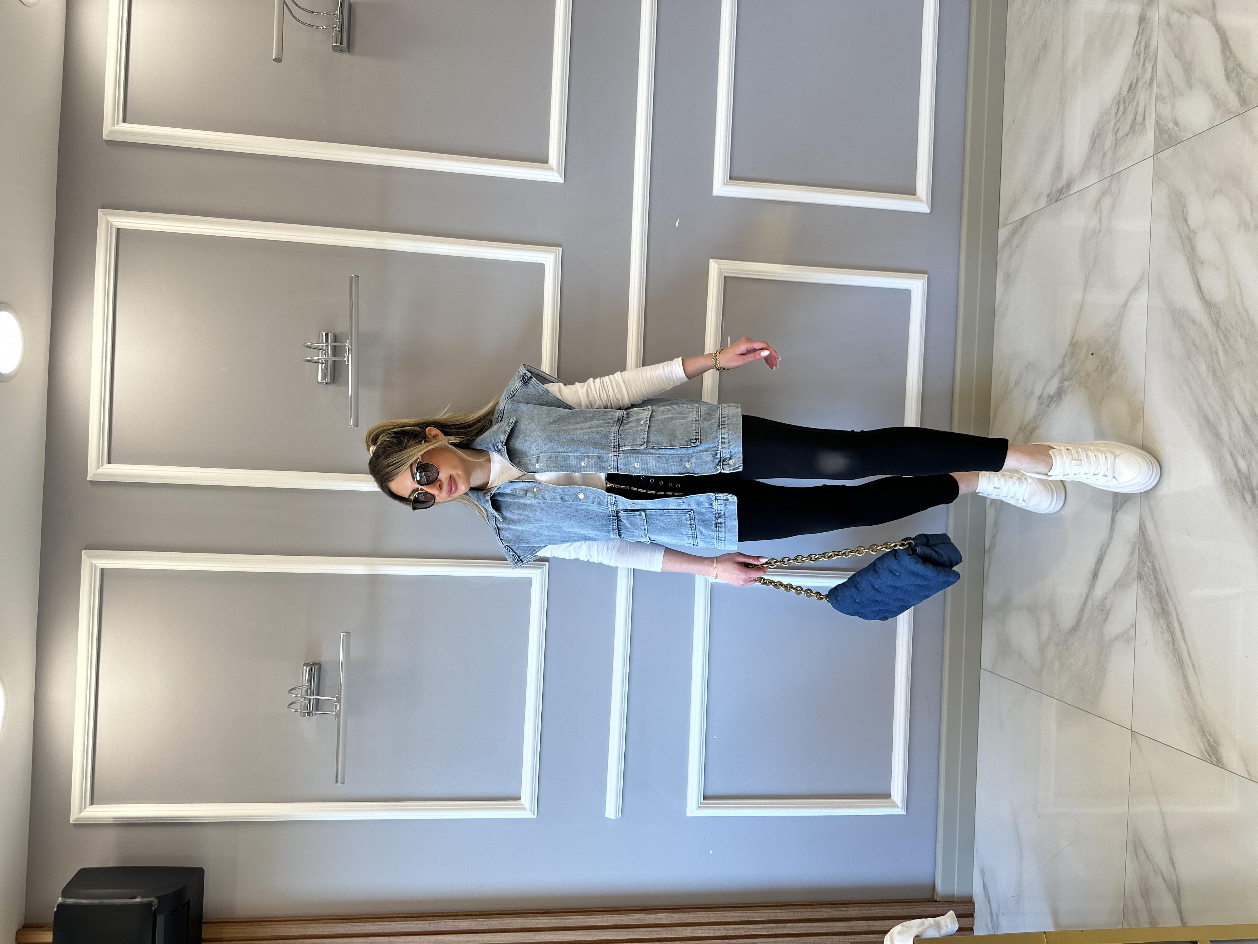 Kot Yelek Oversize Mavi