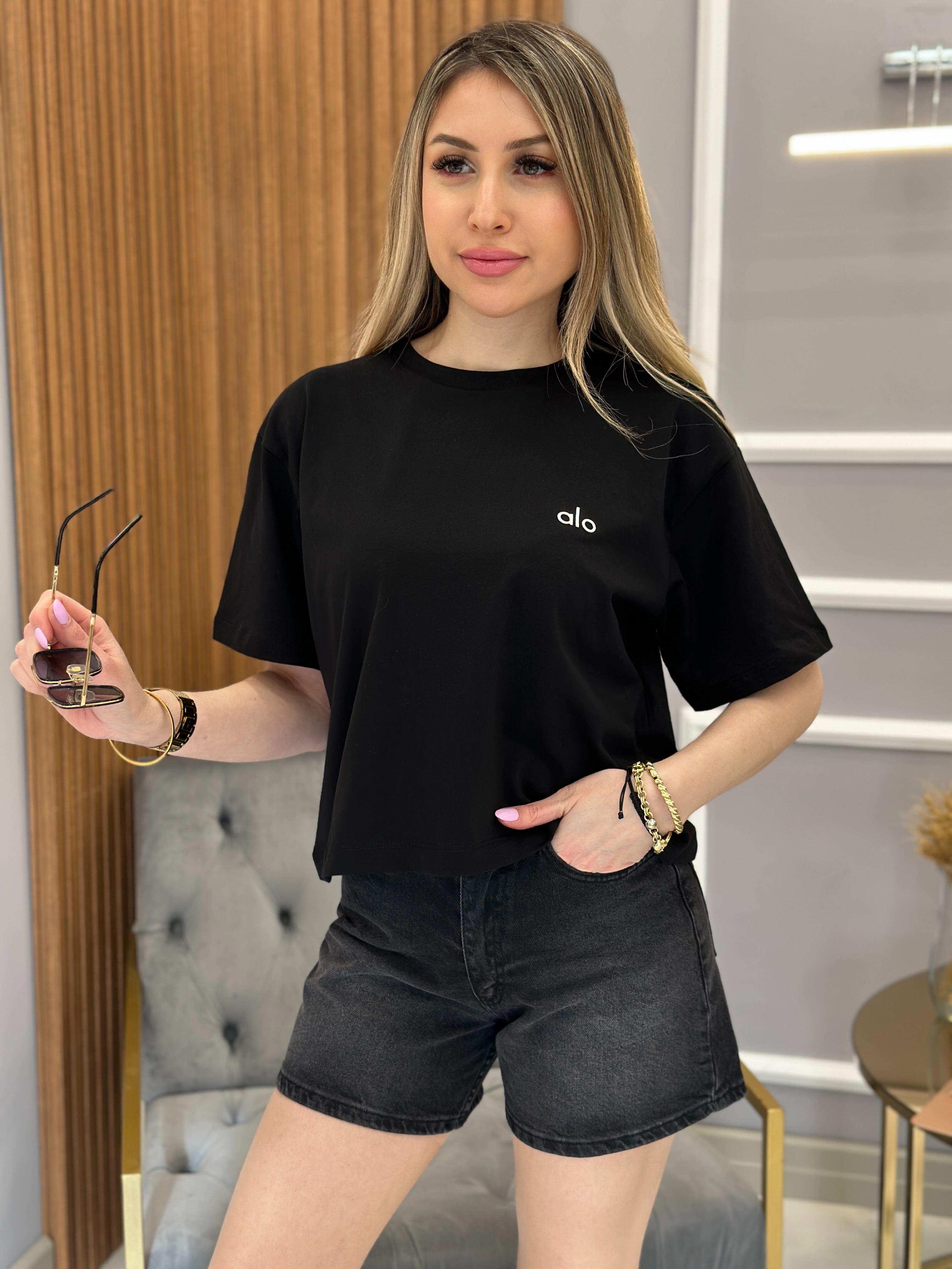 Lo Crop T-shirt 53 cm Siyah