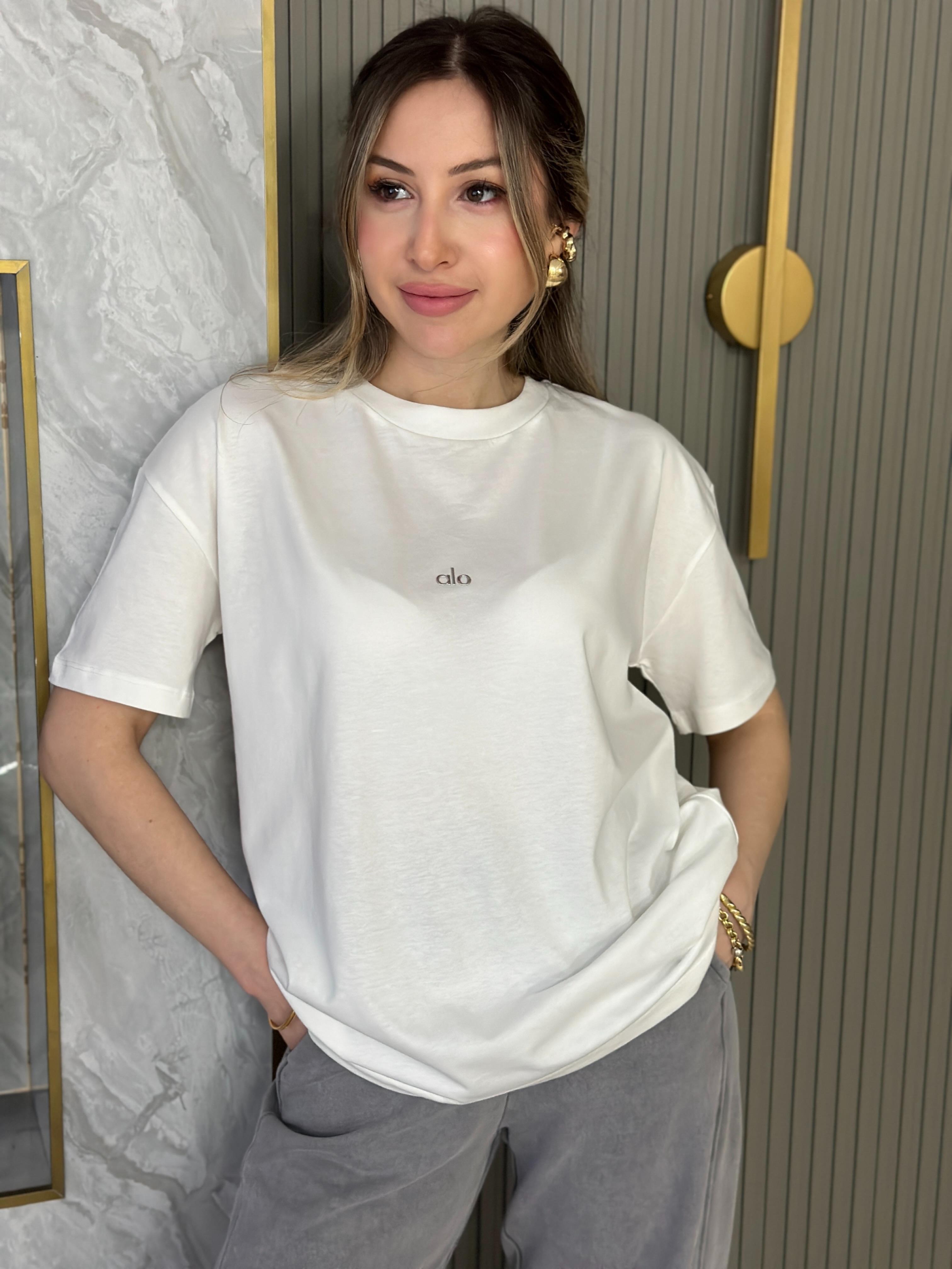 Lo T-shirt Silver Yazı Detaylı Beyaz