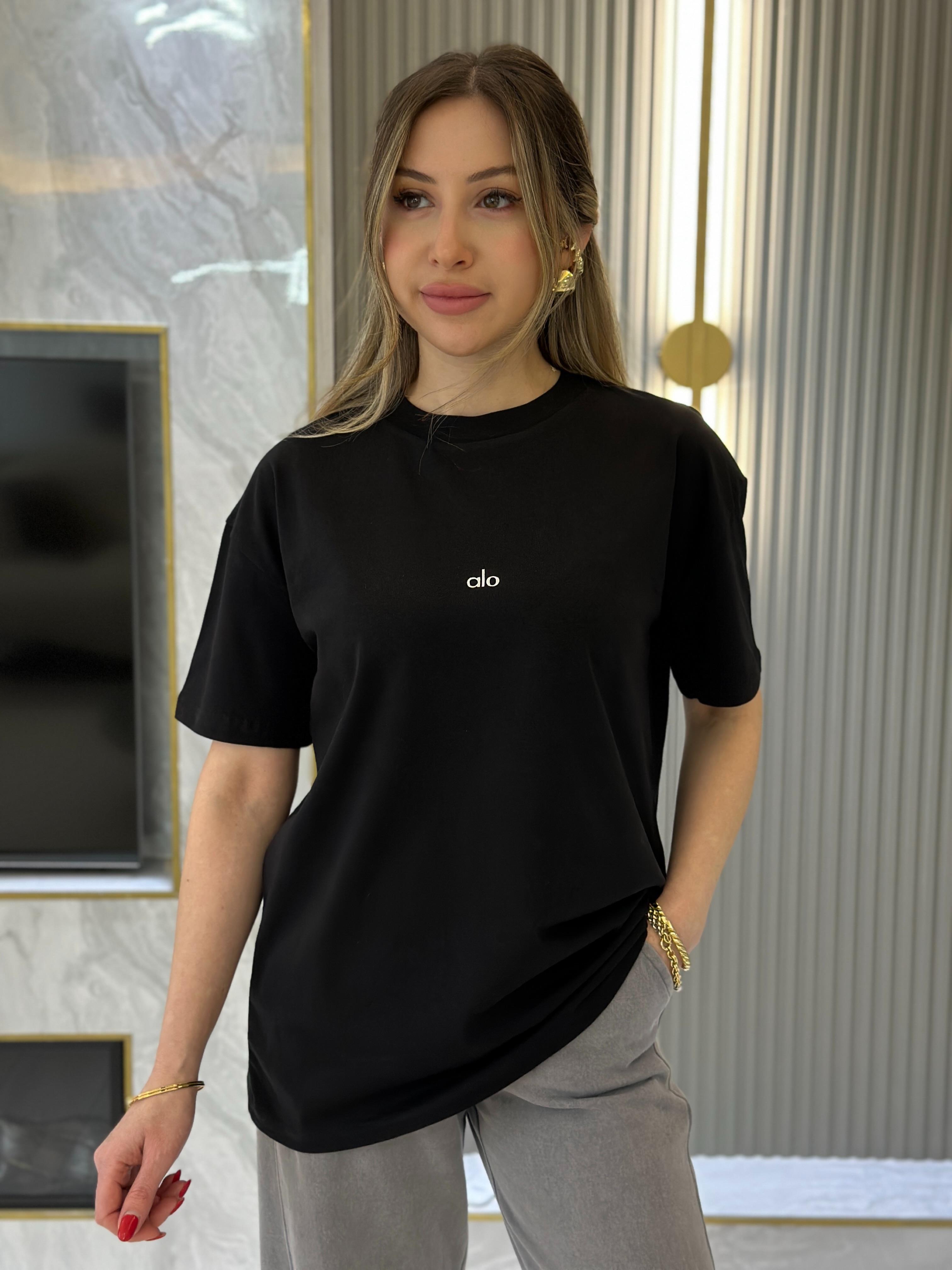 Lo T-shirt Silver Yazı Detaylı Siyah