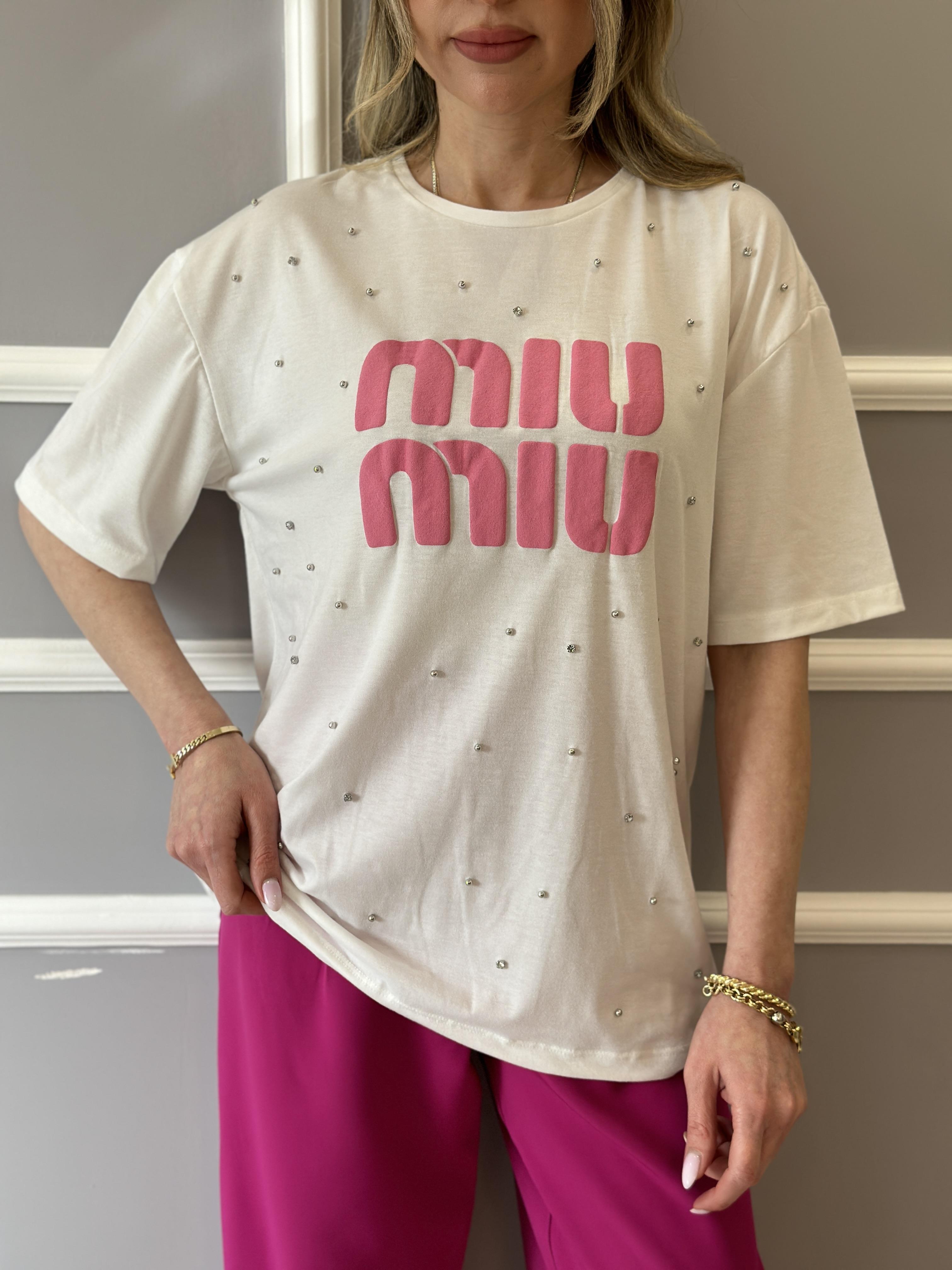 MM T-shirt Pembe Baskılı Ekru