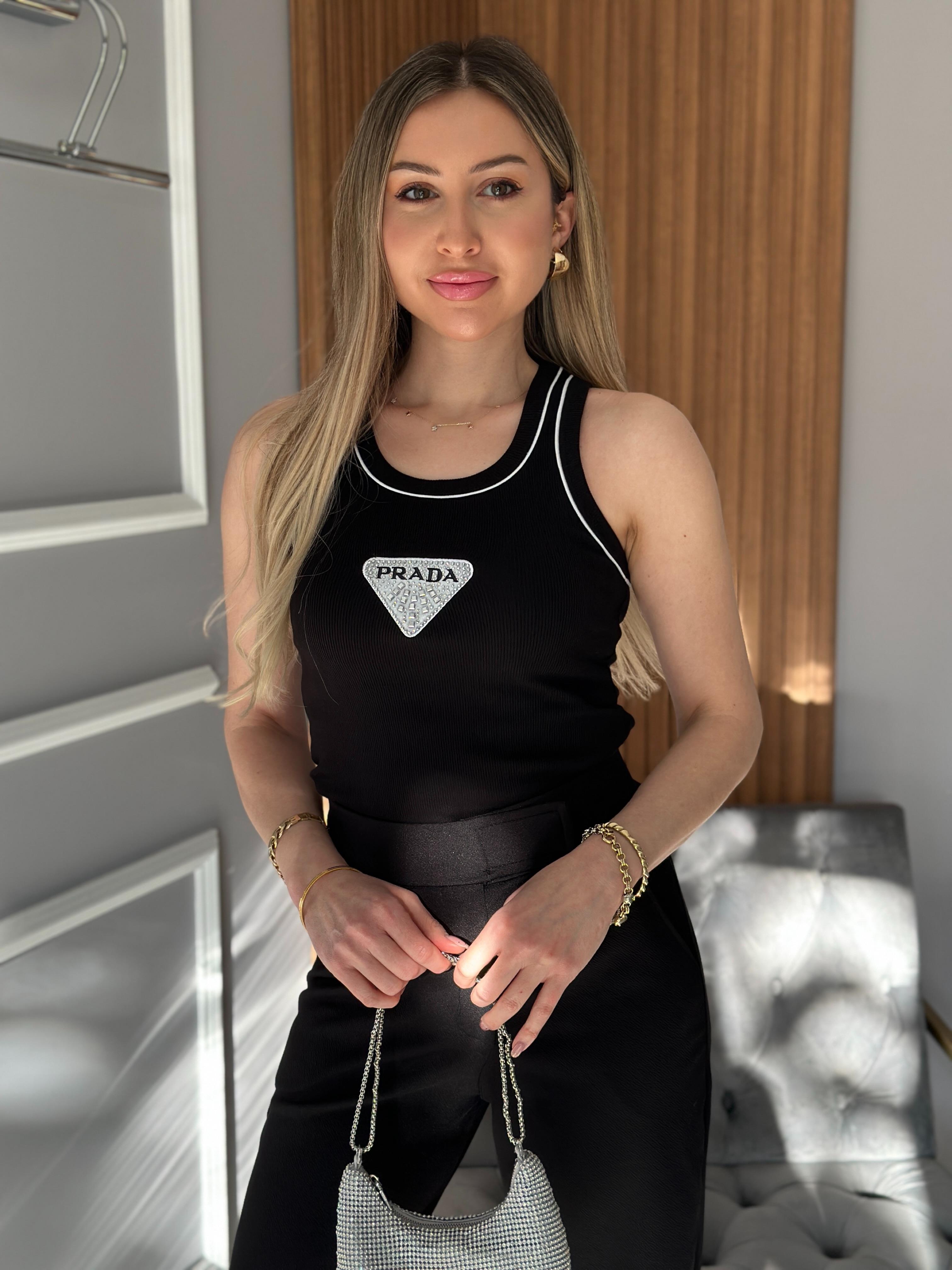 Pr Atlet Likralı Taşlı Siyah