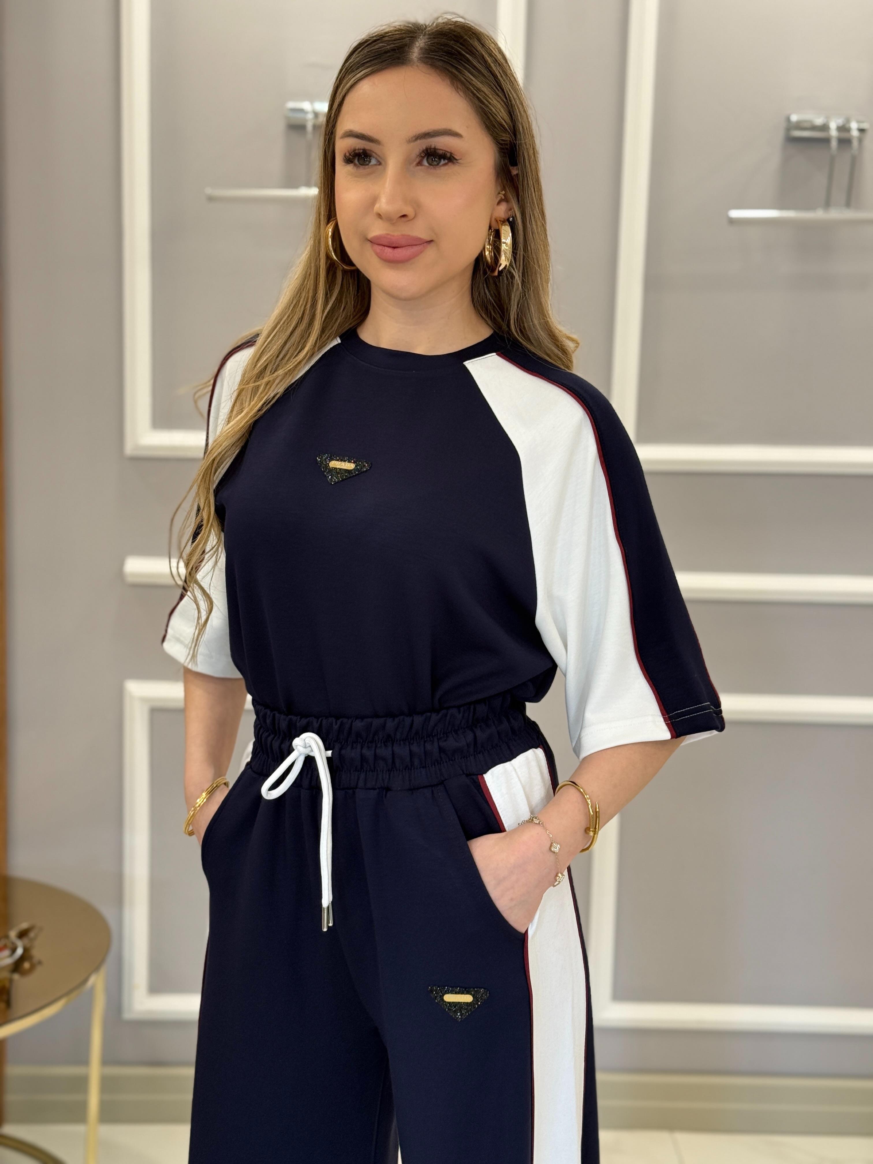 Pr Premium Modal Kumaş Lacivert Renk Bloklu Takım 