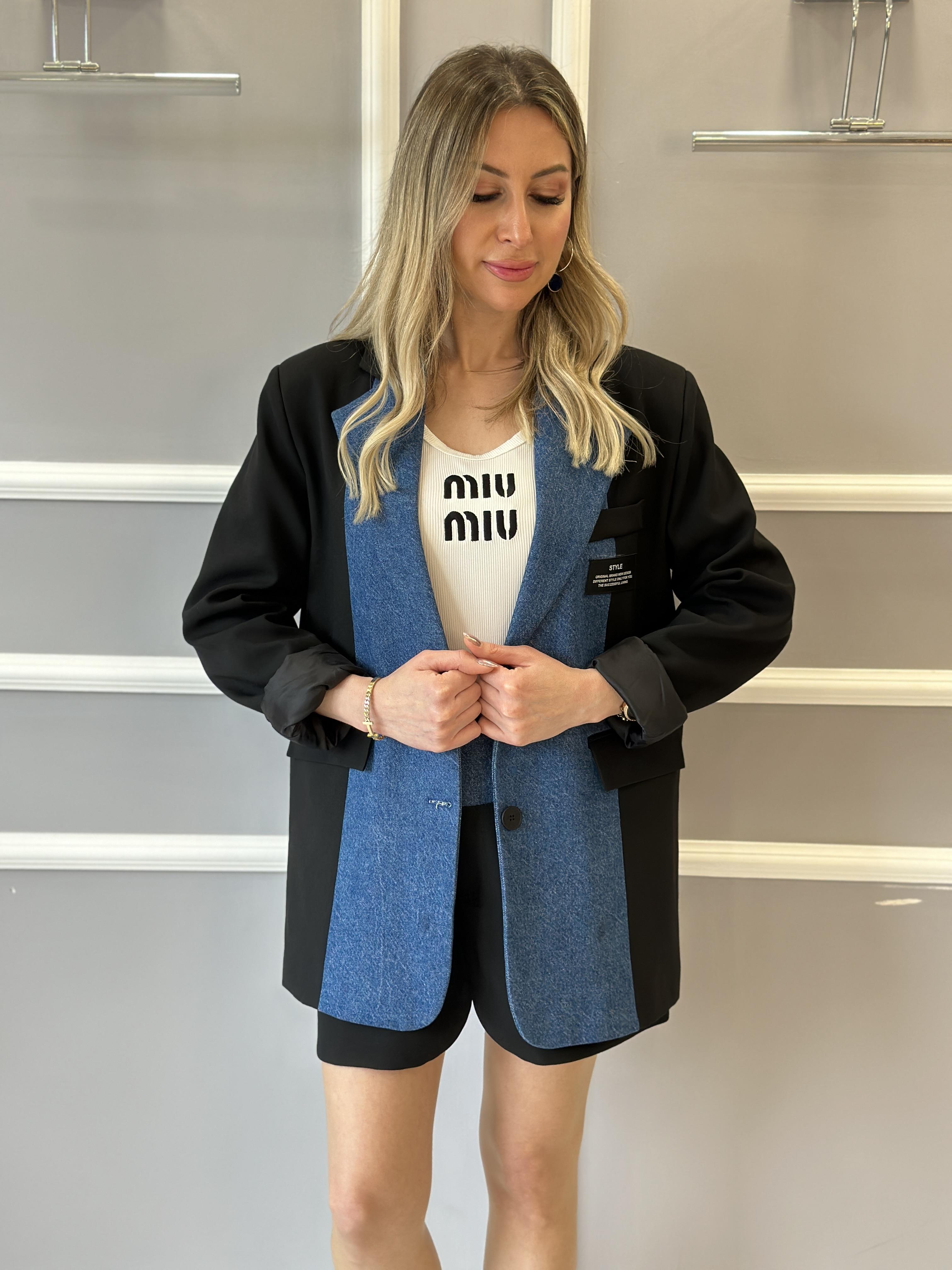 Premium Blazer Ceket Kot Detaylı