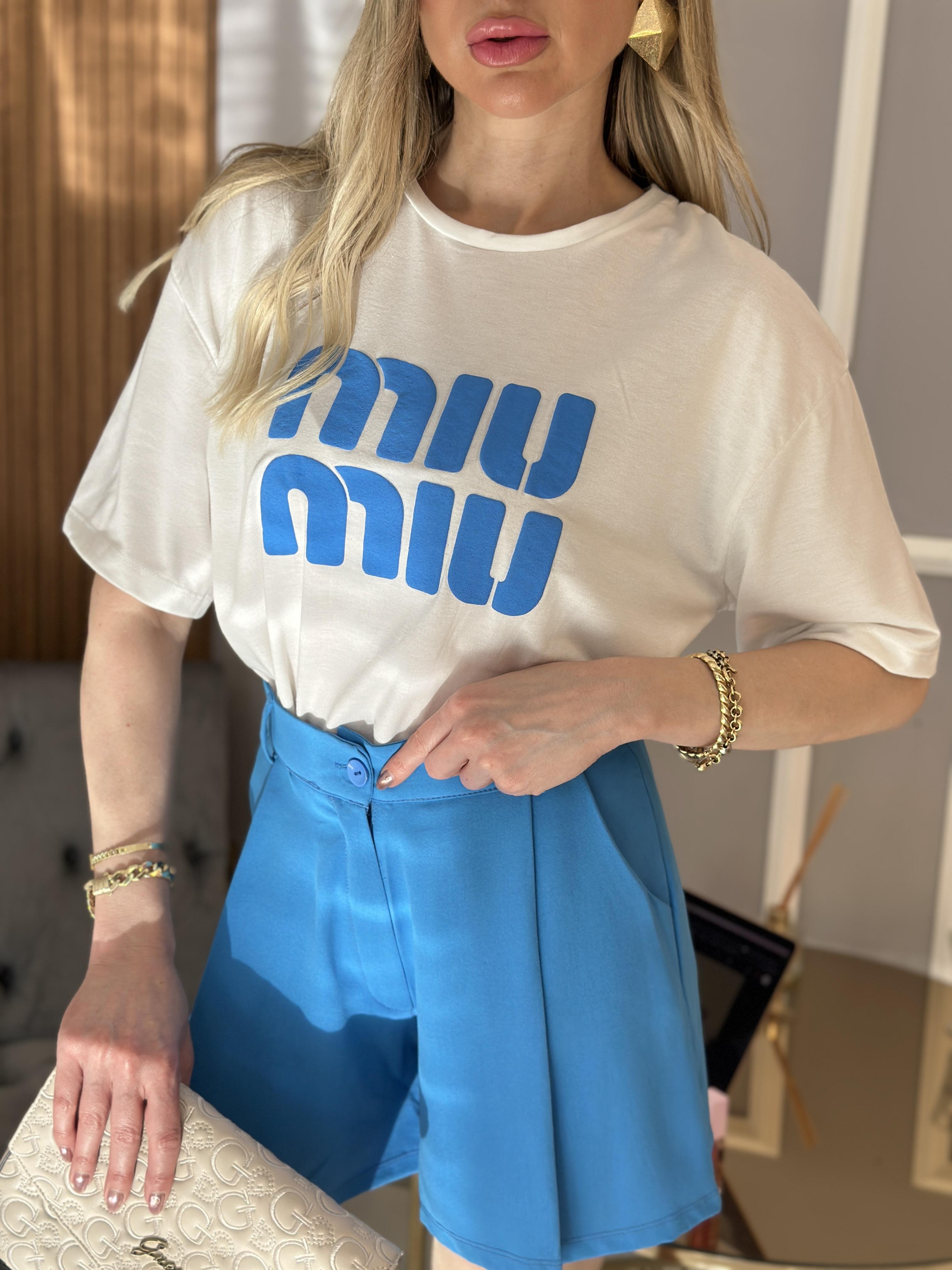 Şort Yüksek Bel Mavi