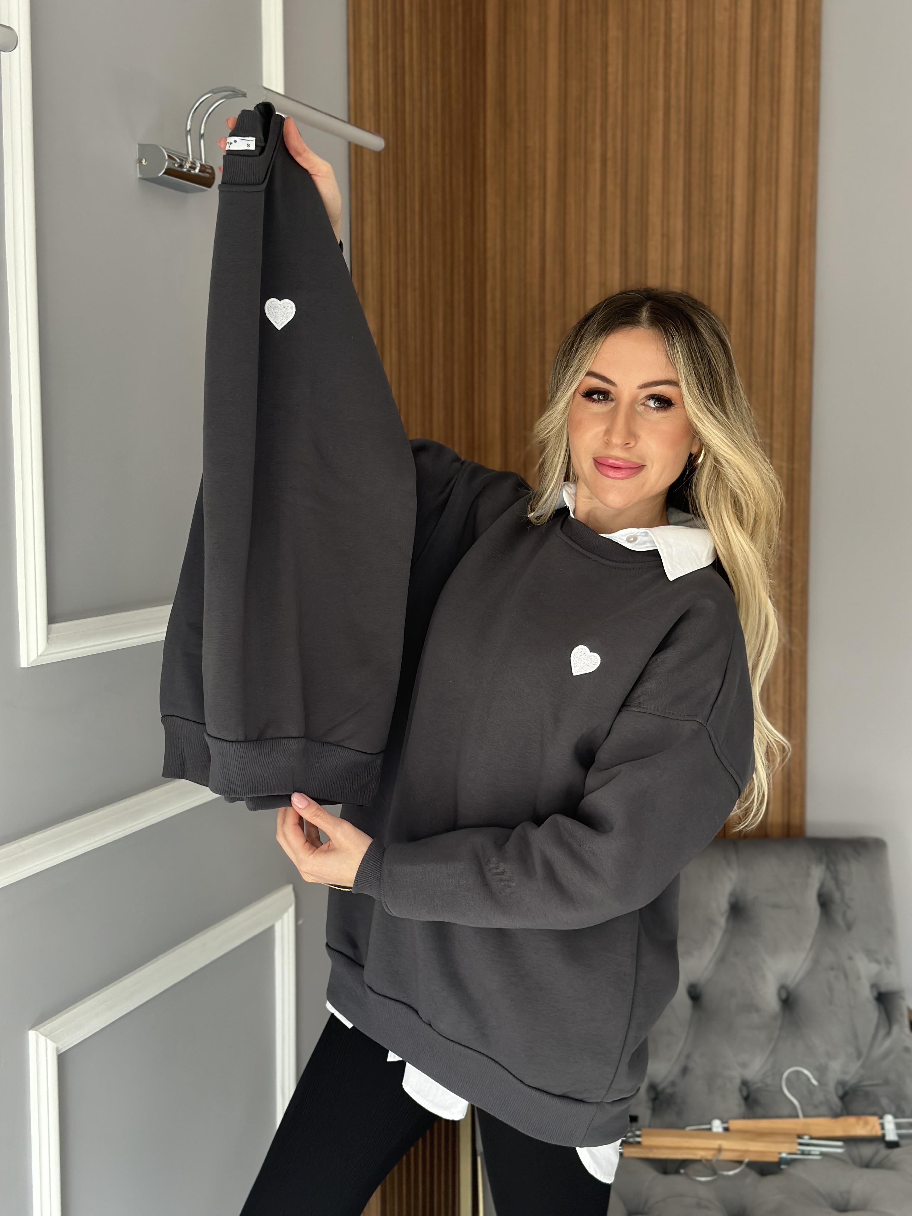 Sweatshirt Kalpli Anrasit Gri