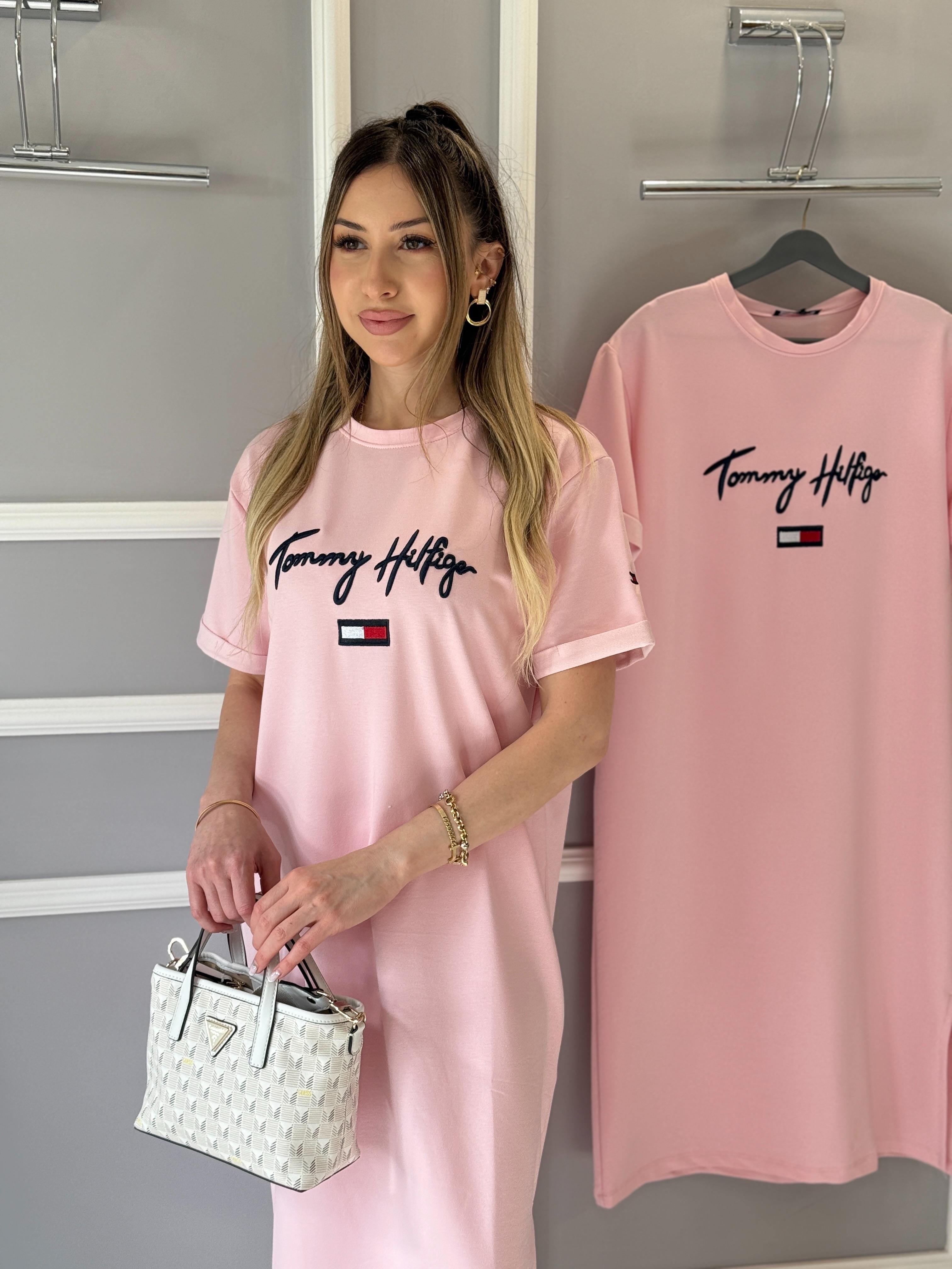 Th Elbise 106 cm Oversize Tek Yırtmaç Pembe