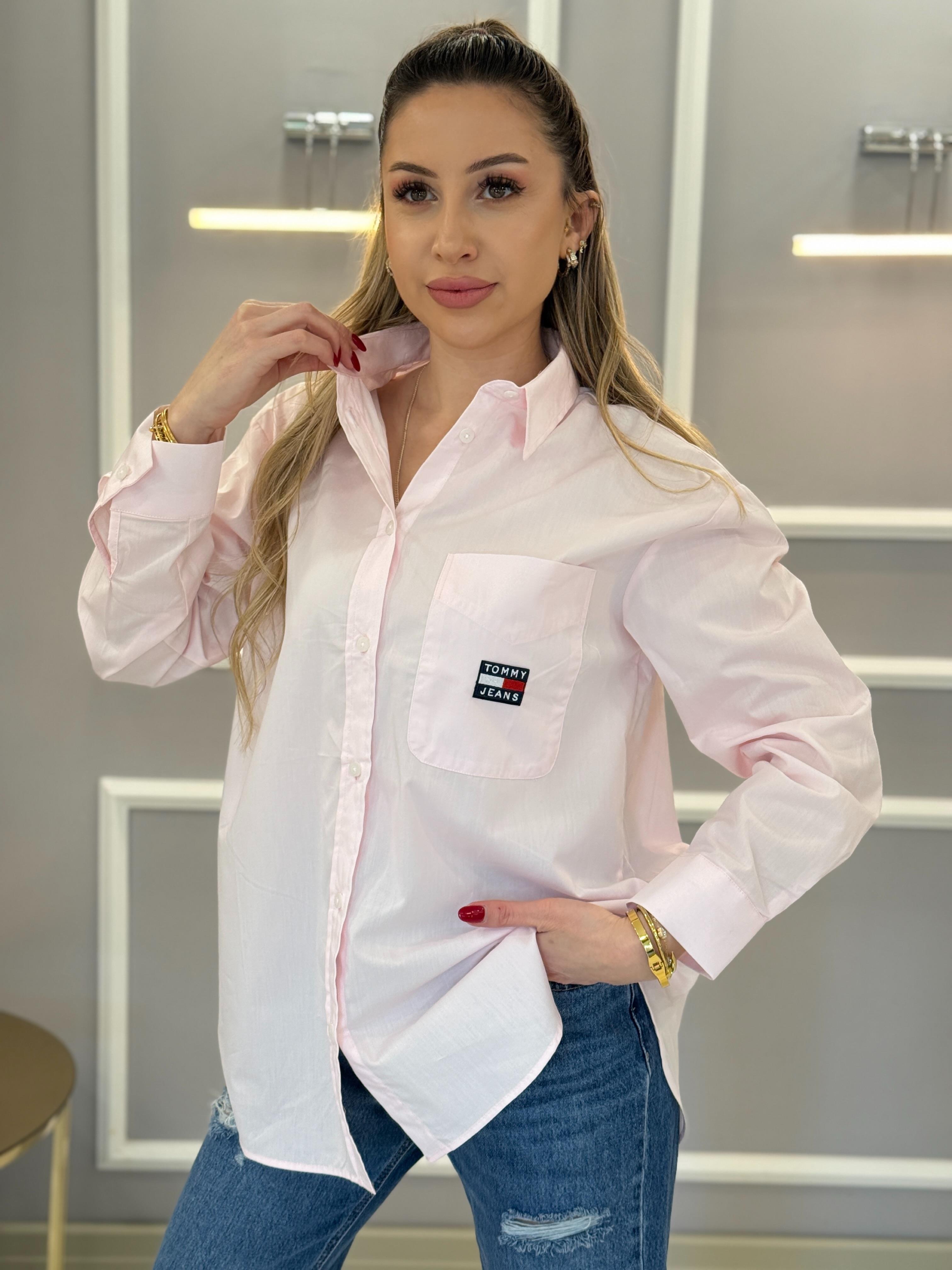 Th Oversize Premium Pembe Gömlek