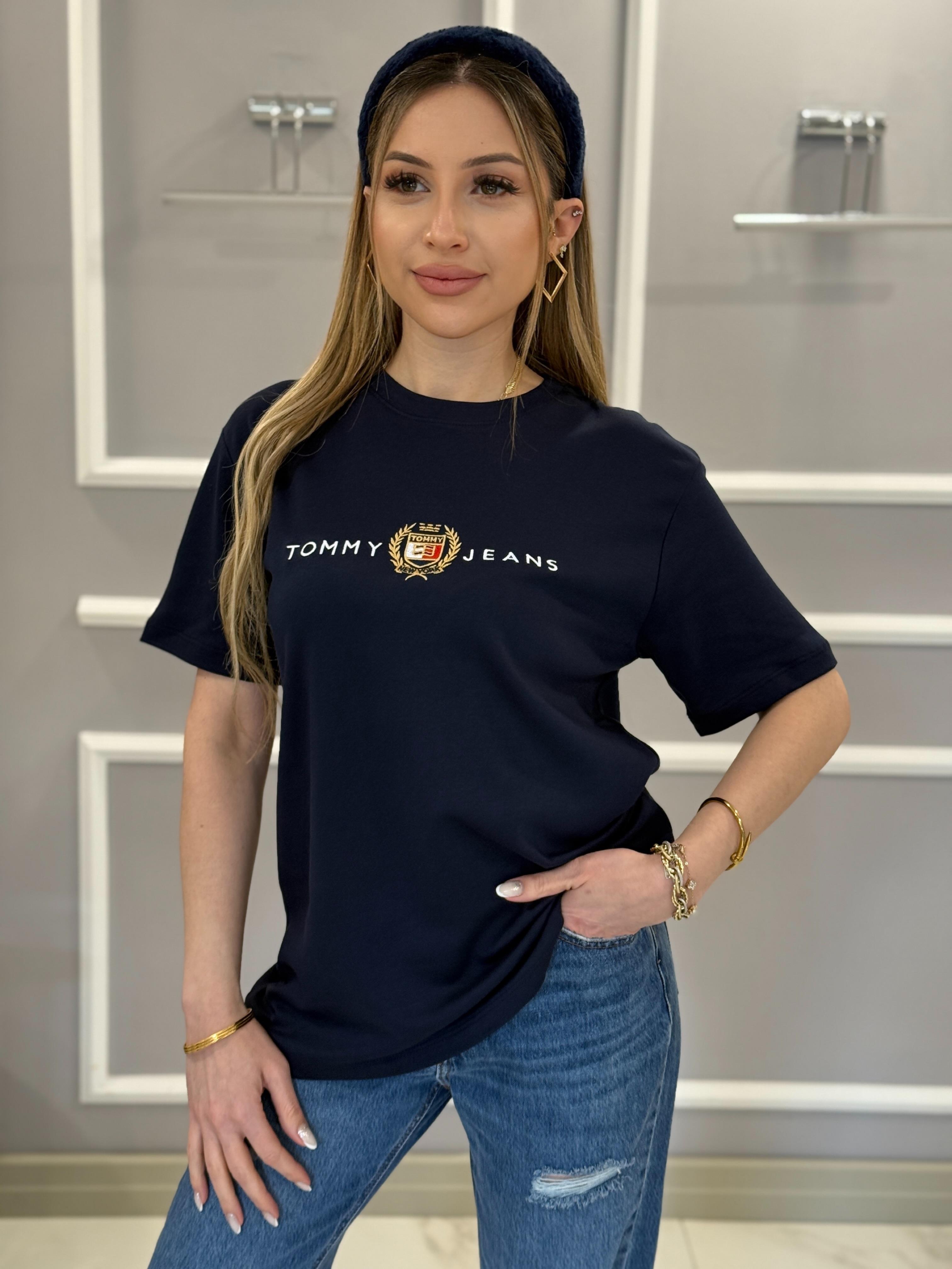 Th Premium Gold Detaylı Lacivert Tişört 