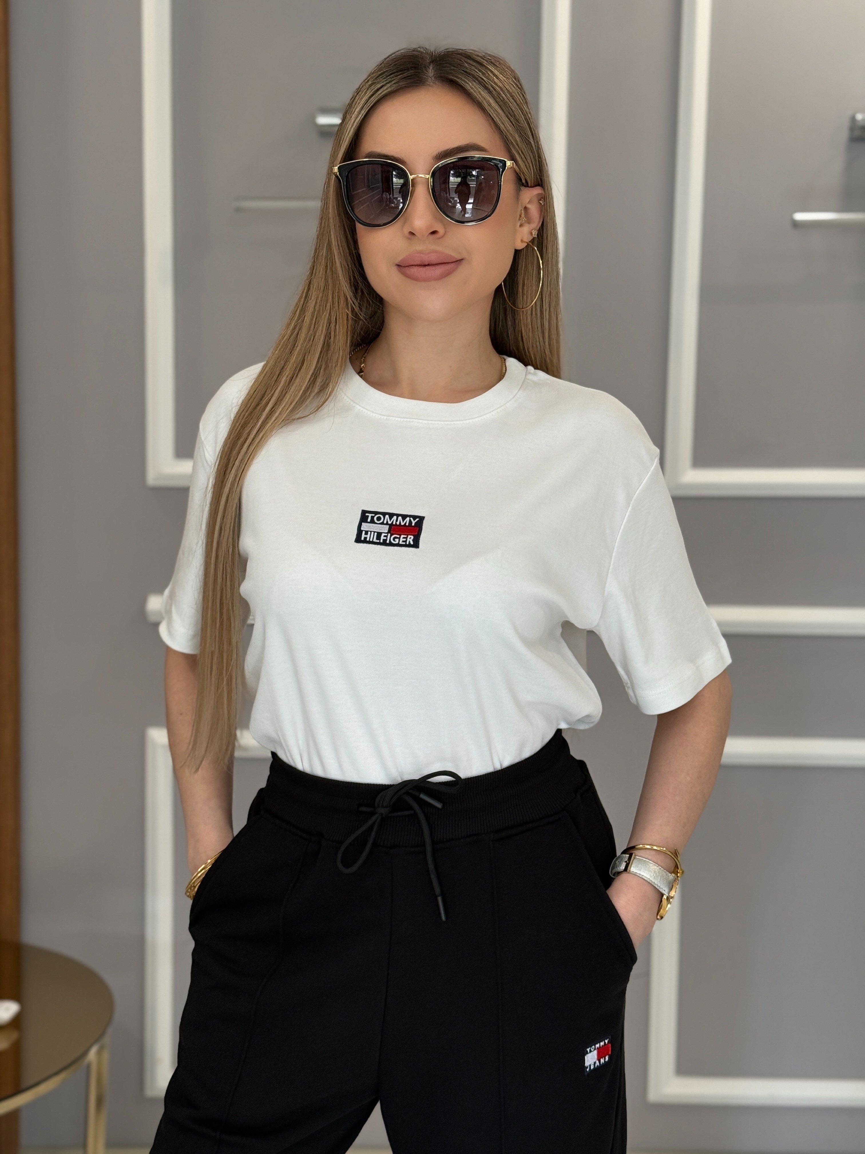 Th Premium Nakış Yazılı Beyaz Tişört 