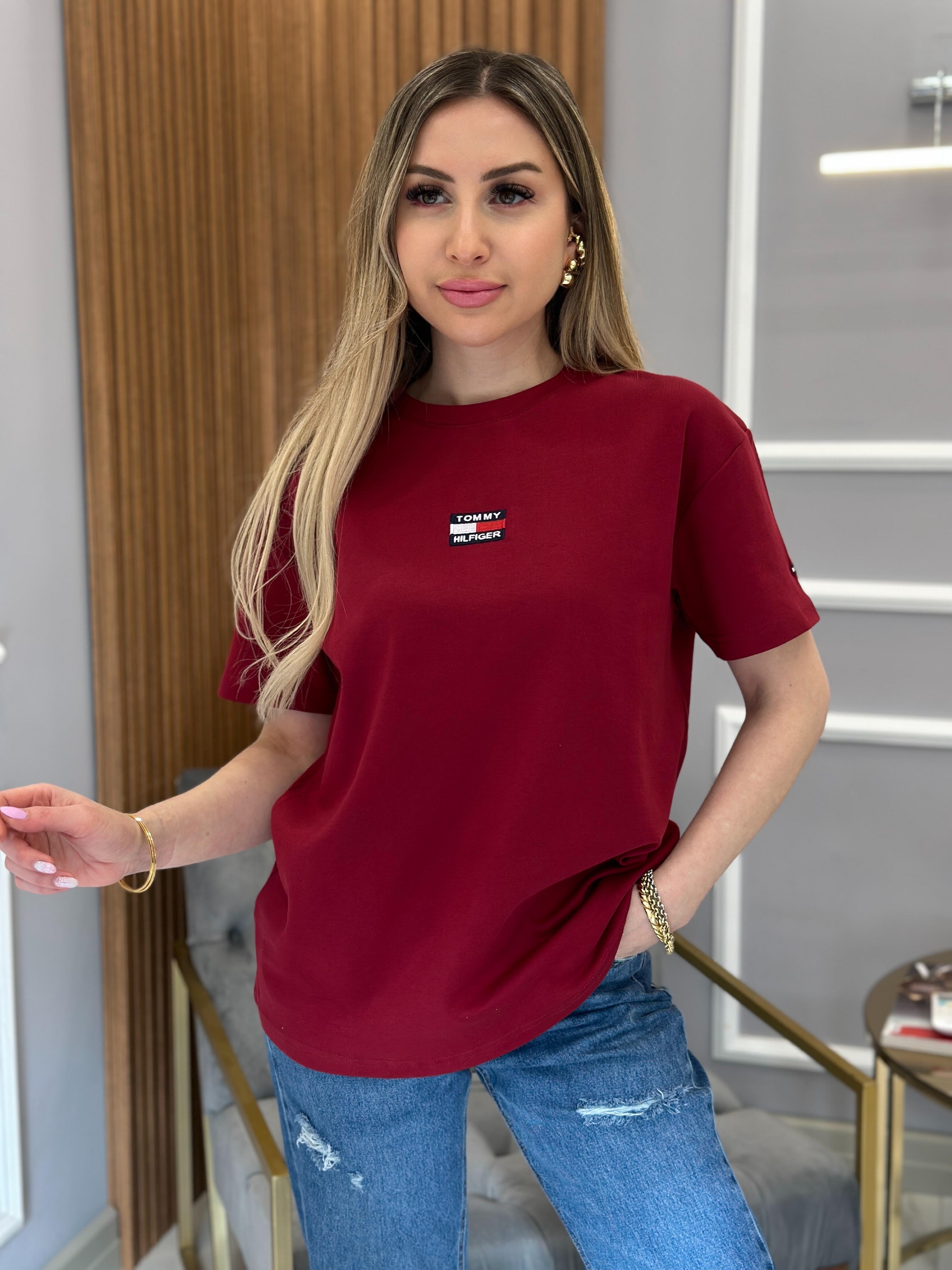 Th T-shirt Arma Detaylı Bordo