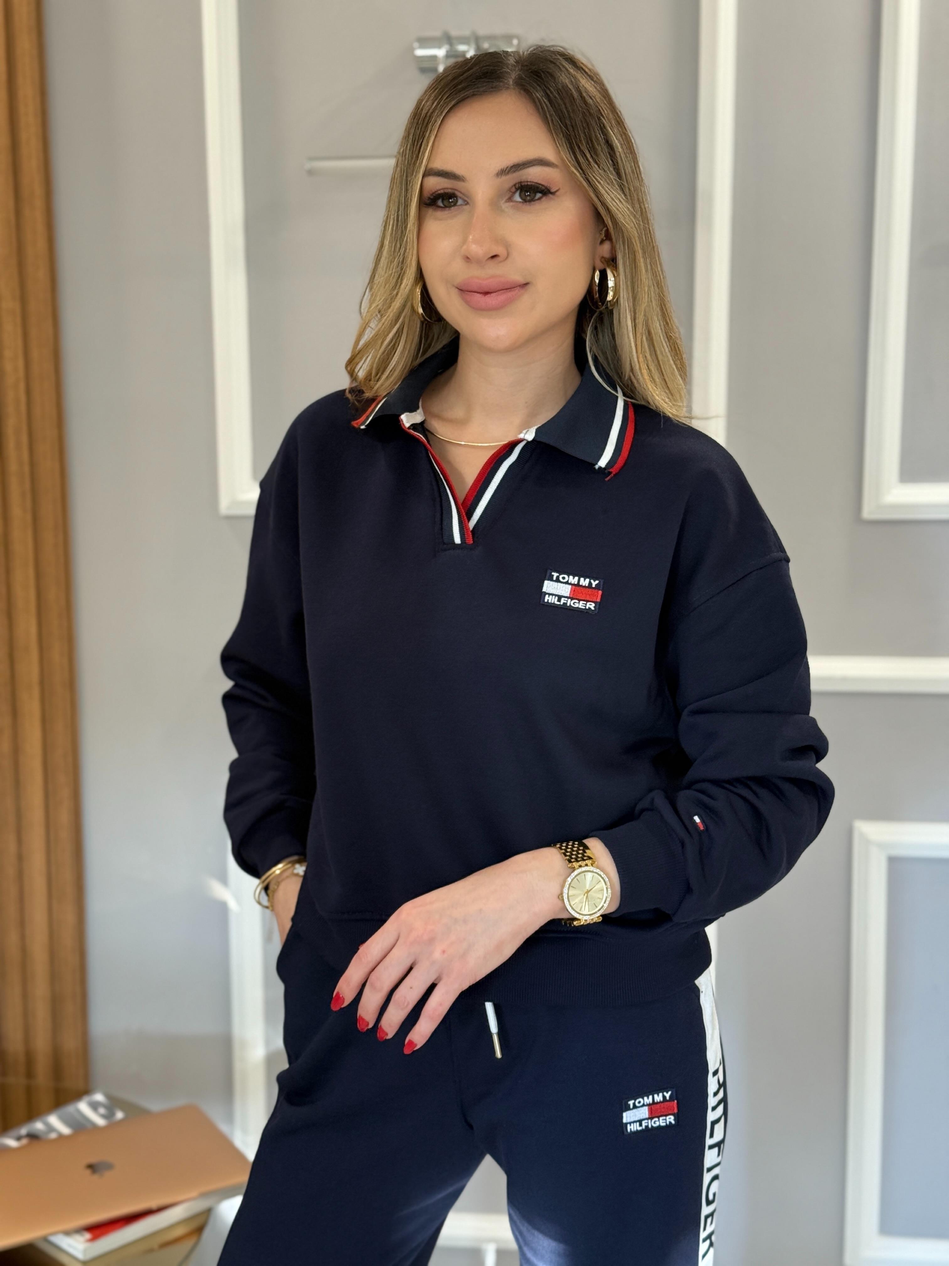 Th Yakalı Nakış Yazılı Takım Lacivert