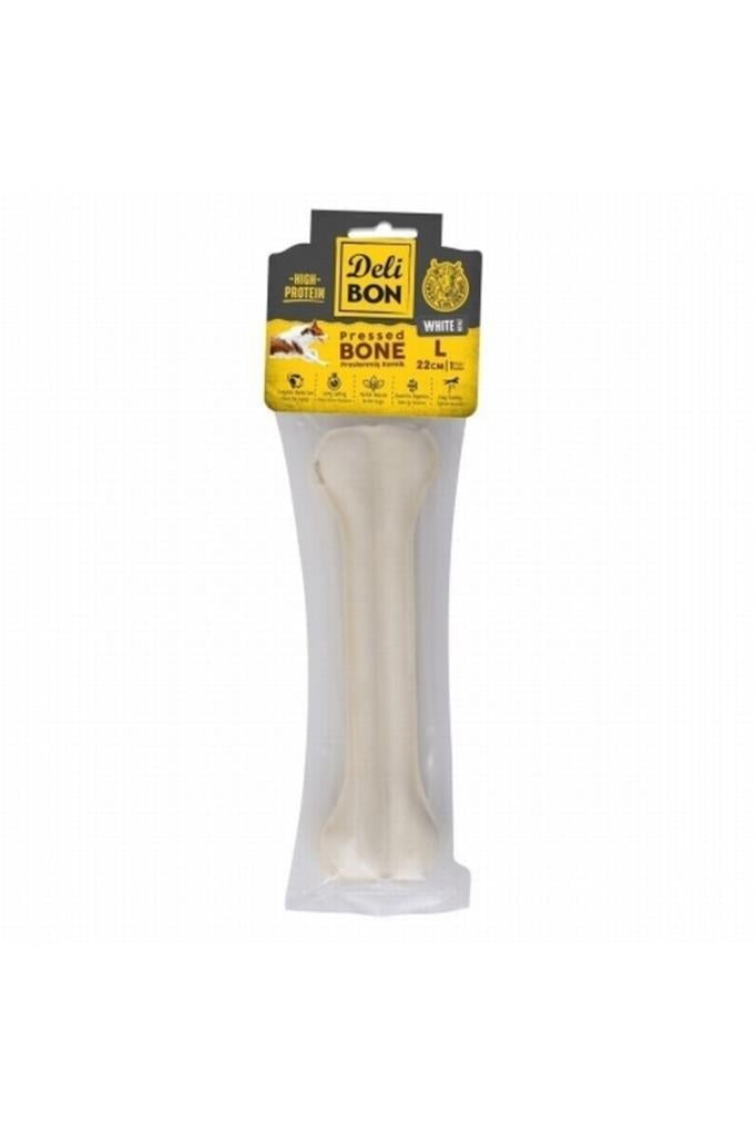Delibon Deri Press Köpek Kemik 22cm M Boy 1li Paket Beyaz