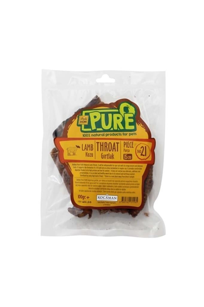 Delibon Kurutulmuş Parça Kuzu Gırtlak Köpek Ödül Maması 15 Cm 100 Gr