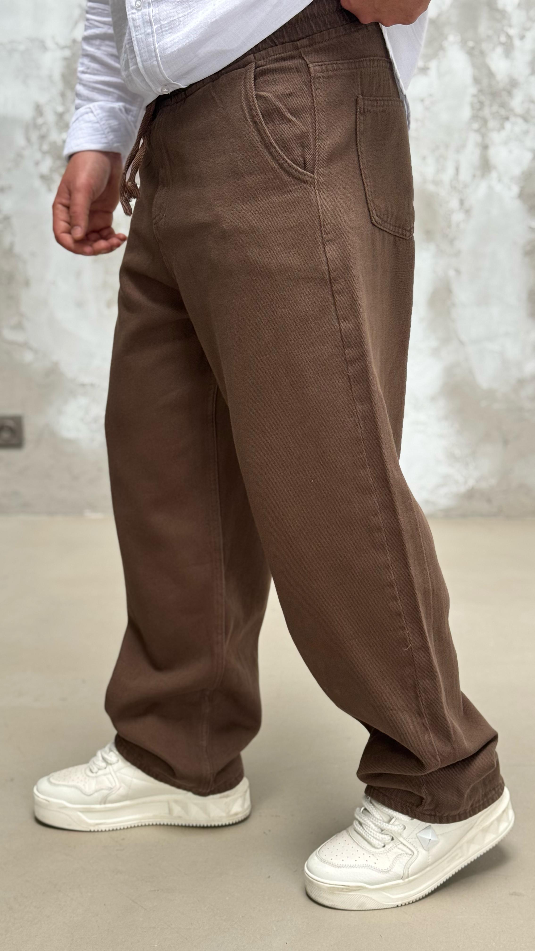 Kahve Baggy Gabardin Pantolon