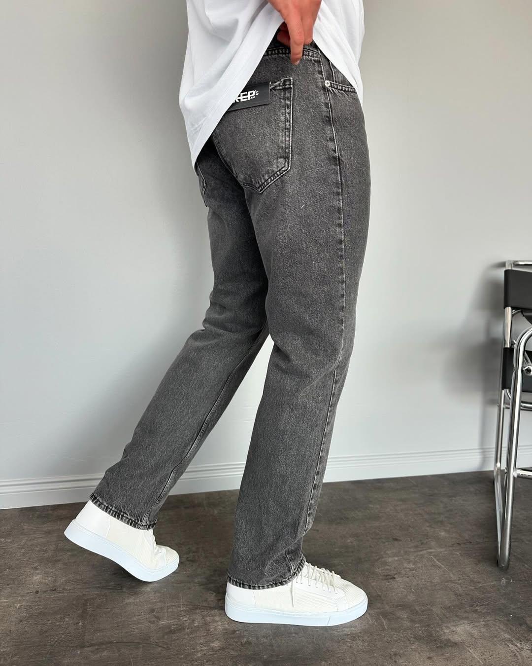 Gri Yıkamalı Baggy Pantalon
