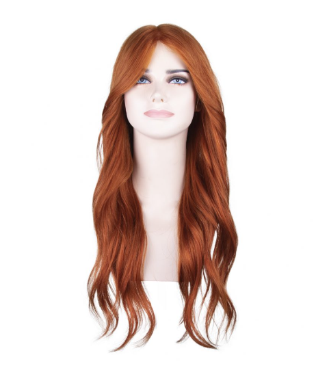 Straight Copper Long Tulle Wig 1-9