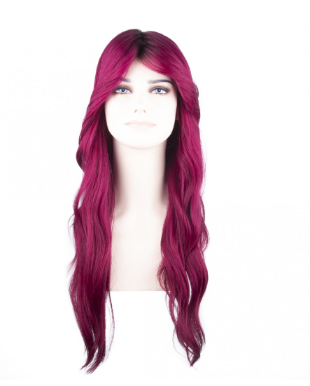 Fuchsia Color Long Wavy Tulle Wig