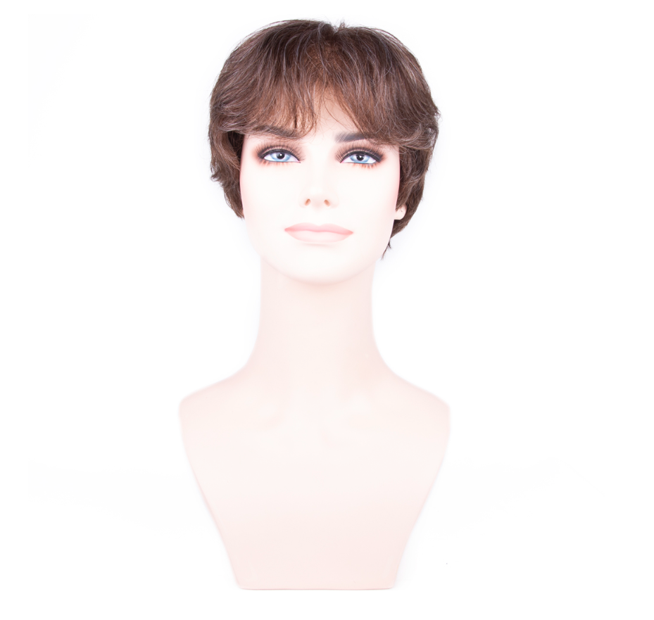 Kırçıllı Kahverengi Çok Kısa Düz Tül Peruk