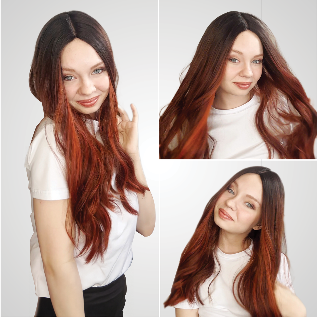 RED OMBRE LONG MEDICAL WIG