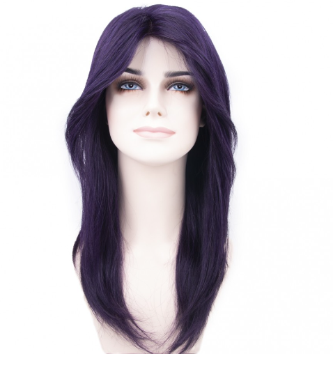 Purple Medium Straight Tulle Wig