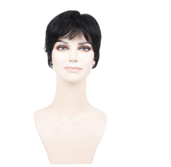 Black Very Short Straight Tulle Wig