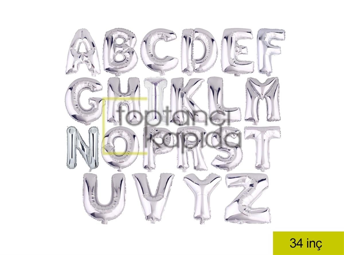 34inç Harf Folyo Balon Gümüş