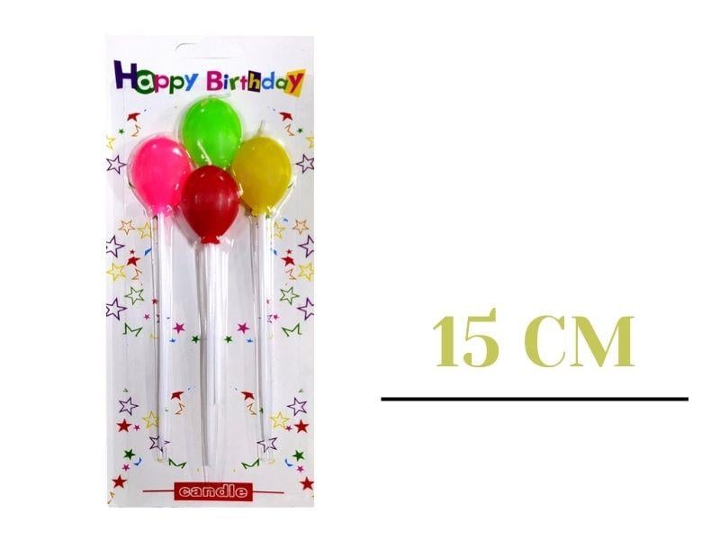 Balonlar Model Çubuklu Mum 4'lü Set Karışık Renk