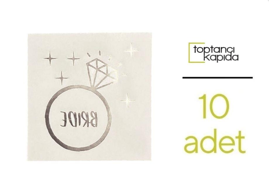 Bride Yüzüklü Dövme Gümüş Renk 10 Adet