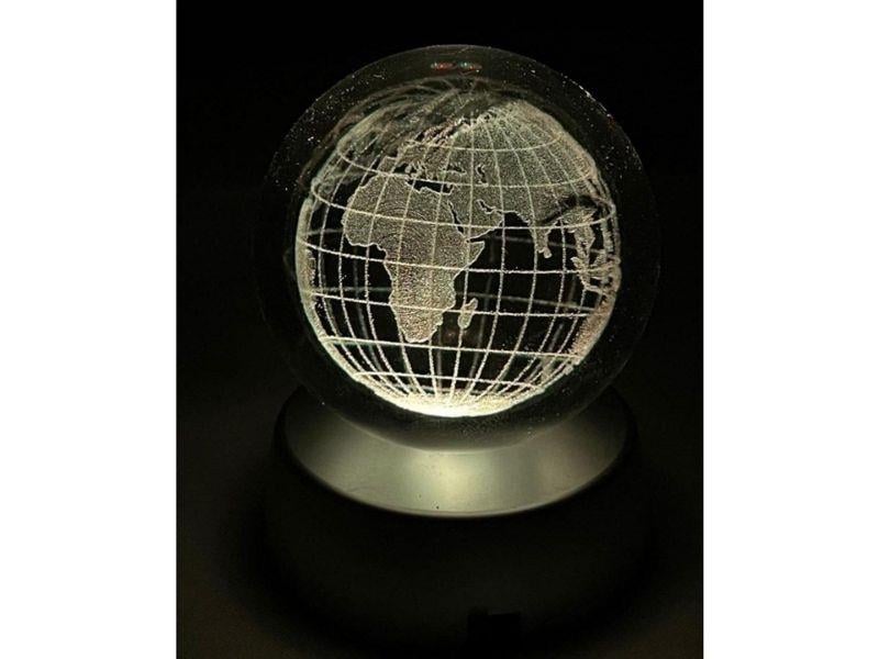 Dünya Model Işıklı Cam Küre 6 CM