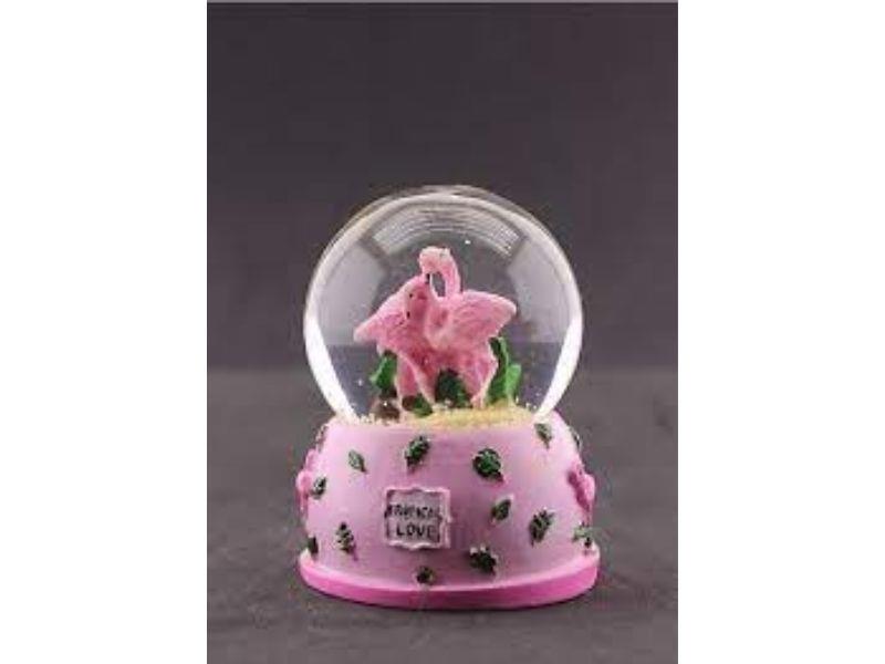 Flamingo Model Pembe Mini Boy Kar Küresi