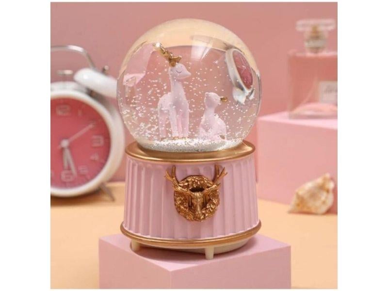 Geyik Model Pembe Orta Boy Kar Küresi 