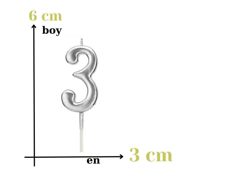 Gümüş Rakam Mum 3