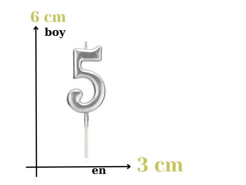 Gümüş Rakam Mum 5