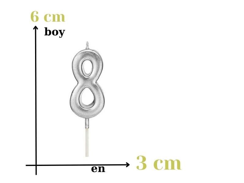 Gümüş Rakam Mum 8