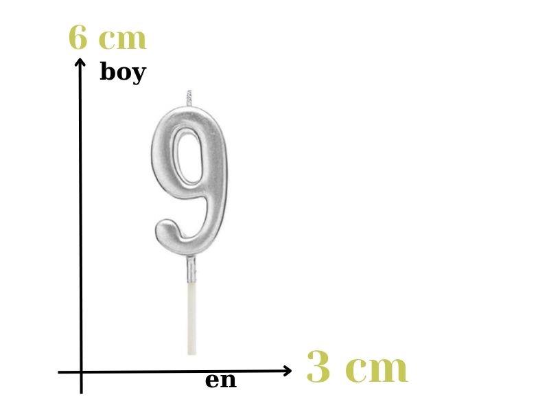 Gümüş Rakam Mum 9