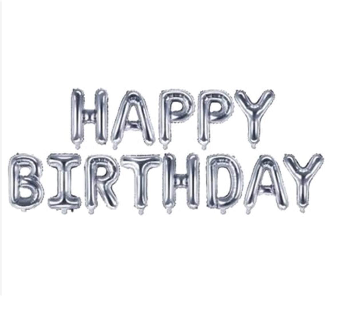 Happy Birthday Gümüş Folyo Balon Seti