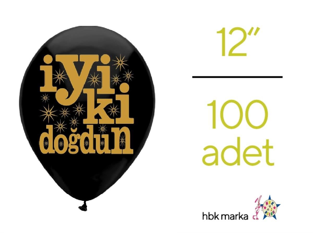 İyi ki Doğdun Baskılı Balon Siyah-Gold