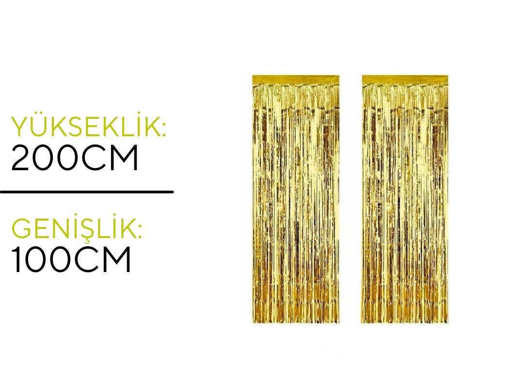 Metalize Arka Fon Perde Gold Renk