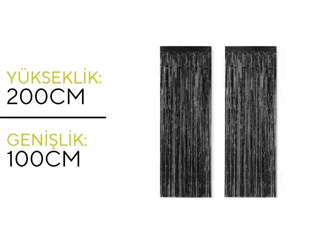 Metalize Arka Fon Perde Siyah Renk