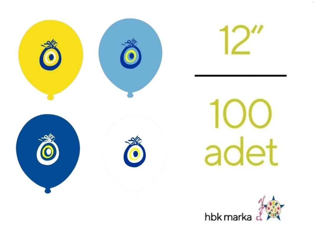 Nazar Boncuğu Baskılı Karışık Renk Balon