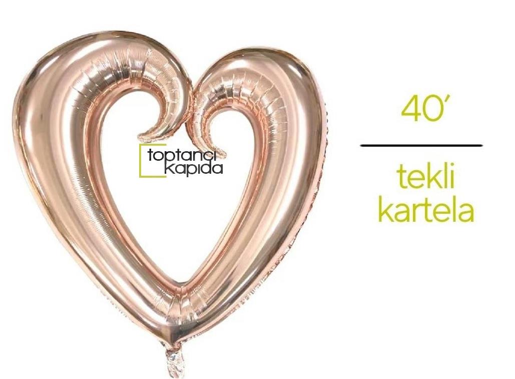 Ortası Boş Kalp Folyo Balon Rose Gold Renk