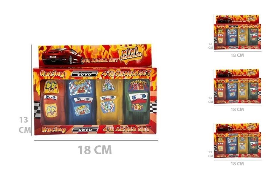 Yarış Arabaları Kutulu 4'lü Set