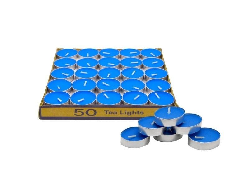 Yuvarlak Tea Light Mum 50'li Mavi Renk