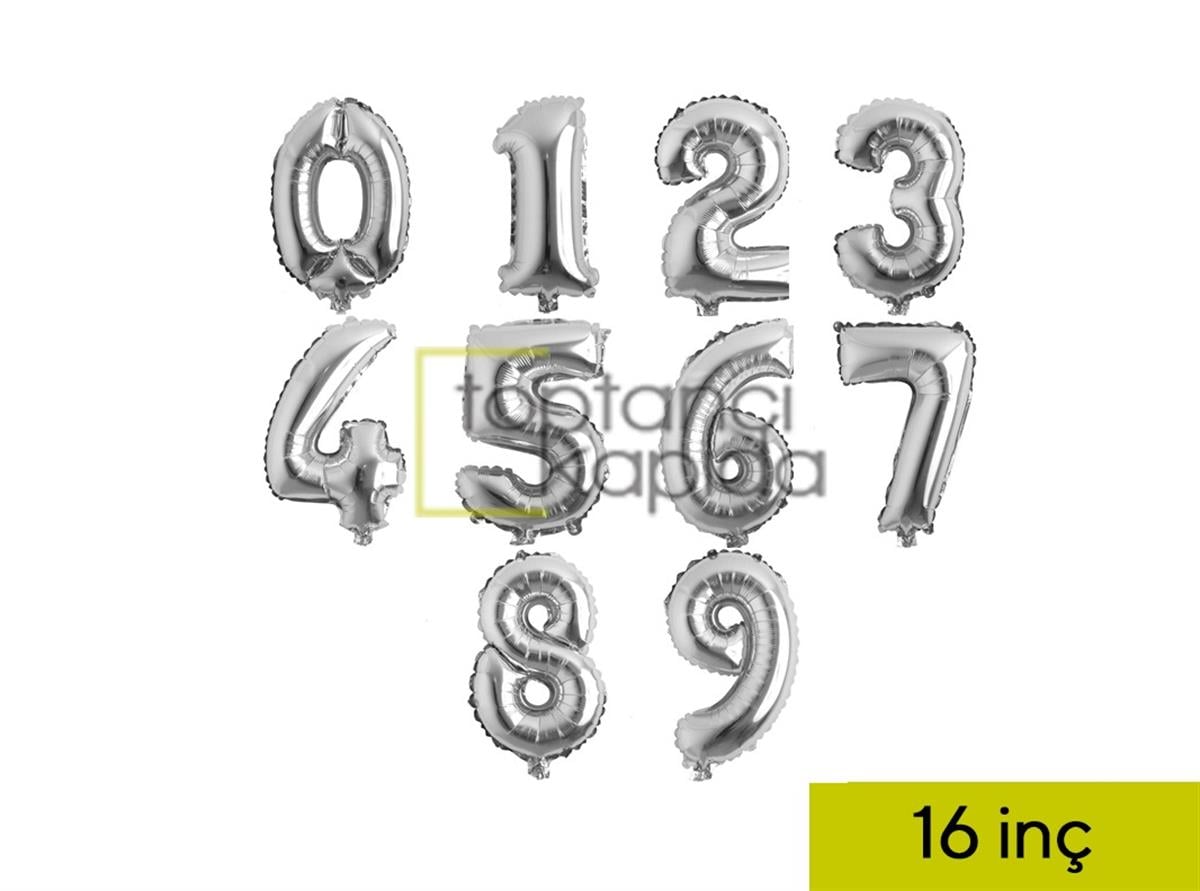 16inç Rakam Folyo Balon Gümüş