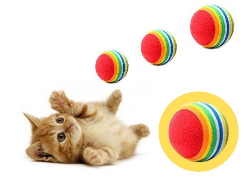 2'li Gökkuşağı Renkli Kedi Köpek Oyun Topu 4,2 Cm