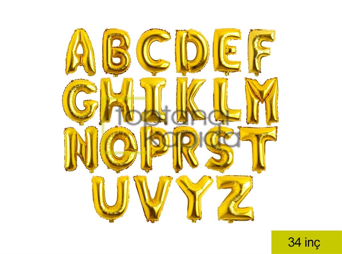 34inç Harf Folyo Balon Gold