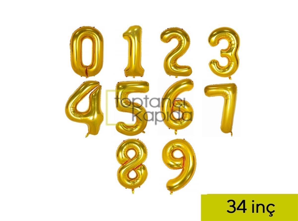 34inç Rakam Folyo Balon Gold