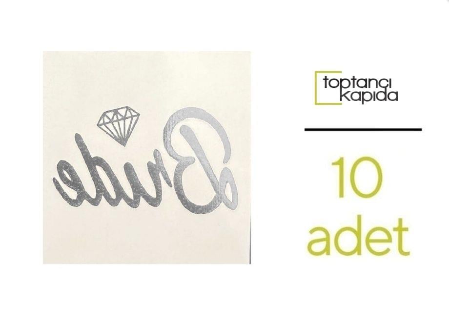 Bride Pırlantalı Dövme Gümüş Renk 10 Adet